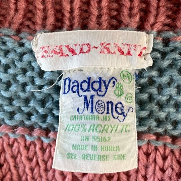 Vintage Daddy’s Money Hand Knit V-Neck Sweater Size M EUC - Picture 8 of 8